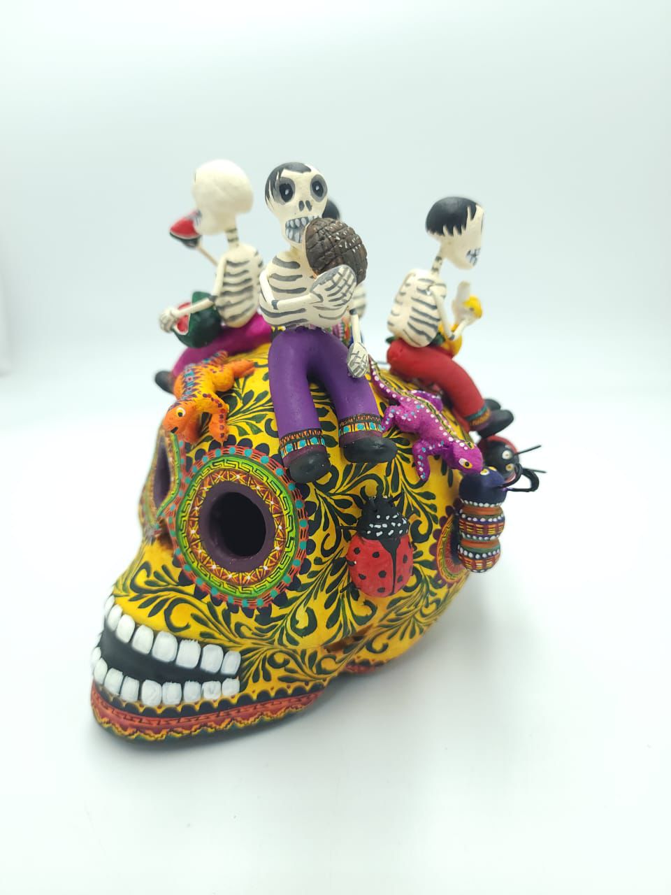 Extraordinary  Day Of the Dead Skeleton Human Lunch Time Ceramics Skull By Castillo PP7569