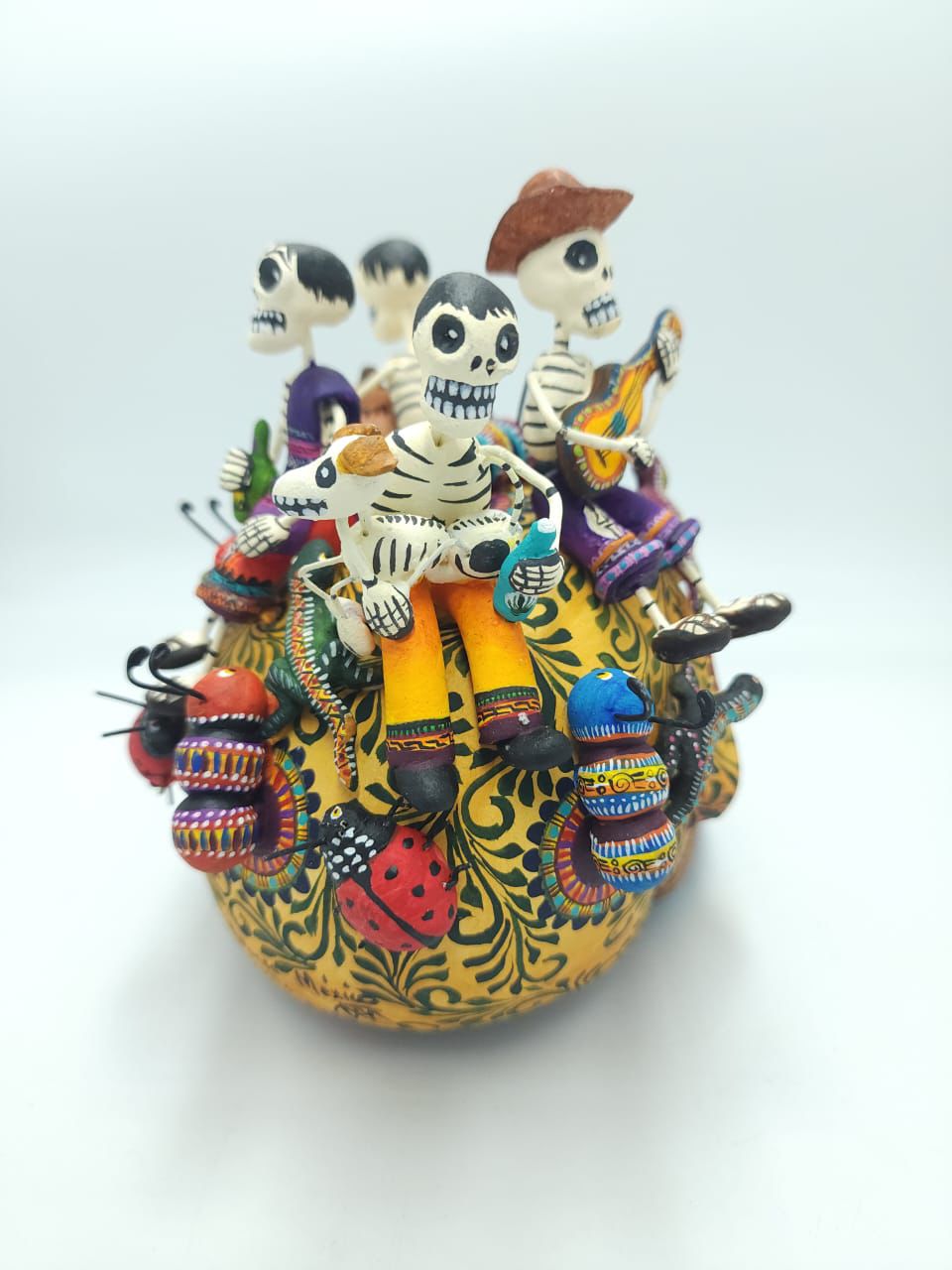 Extraordinary  Day Of the Dead  Ceramics Skeleton Human Lunch Time Skull By Castillo PP7575