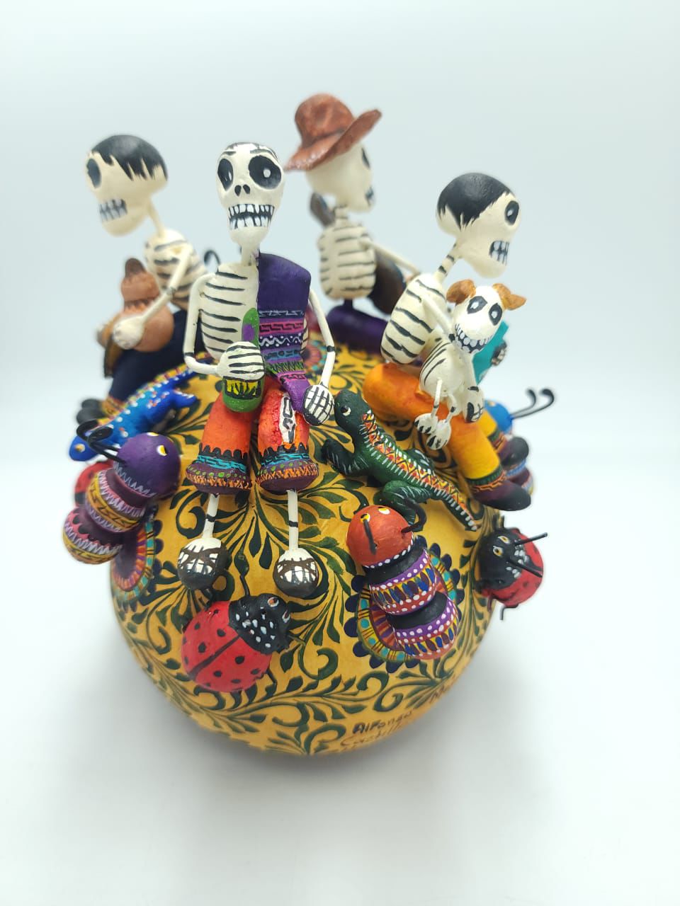 Extraordinary  Day Of the Dead  Ceramics Skeleton Human Lunch Time Skull By Castillo PP7575