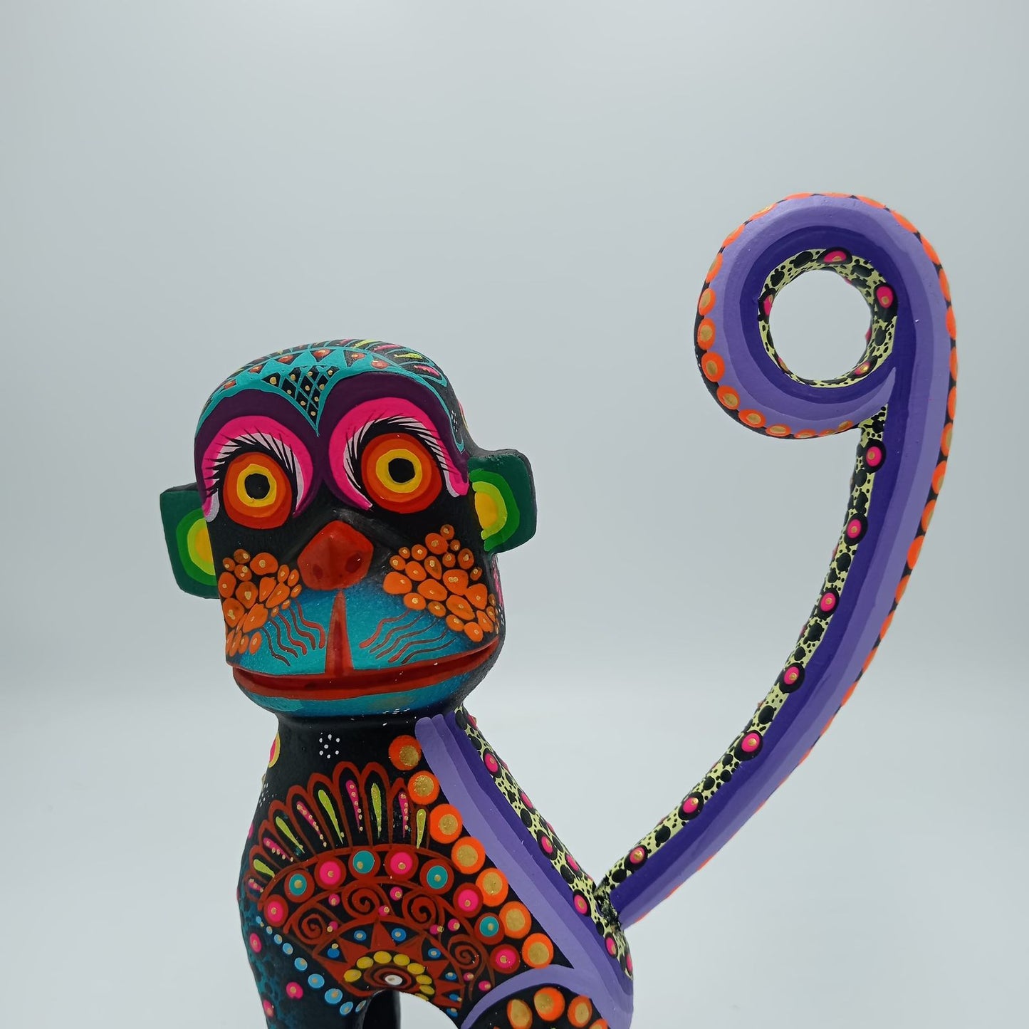 Oaxacan Wood Carving Mexican Folk Art Hand Made, Monkey By Cesár Melchor Ojeda PP7582