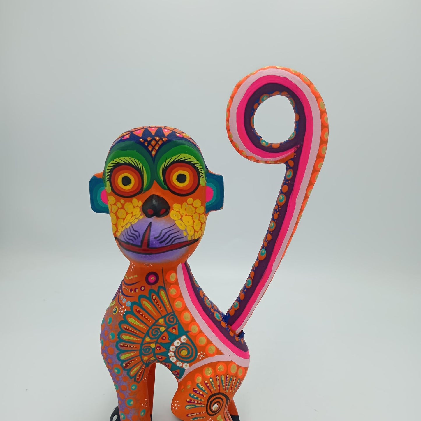 Oaxacan Wood Carving Mexican Folk Art Hand Made, Monkey By Cesar Melchor Ojeda PP7594