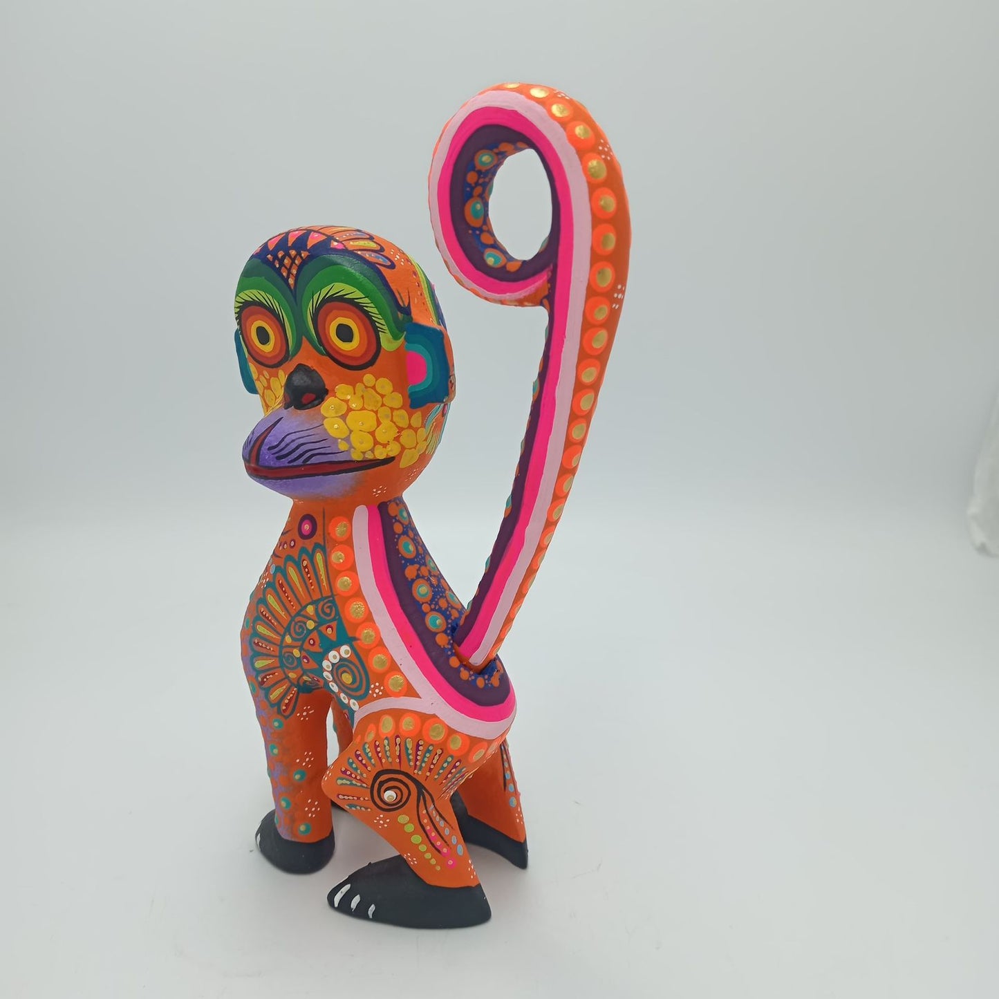 Oaxacan Wood Carving Mexican Folk Art Hand Made, Monkey By Cesar Melchor Ojeda PP7594