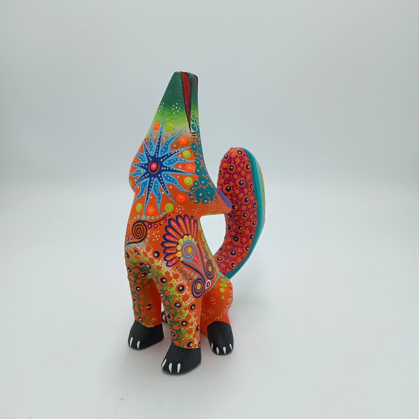 Oaxacan Wood Carving Mexican Folk Art Hand Made, Coyote By César Melchor Ojeda PP7595