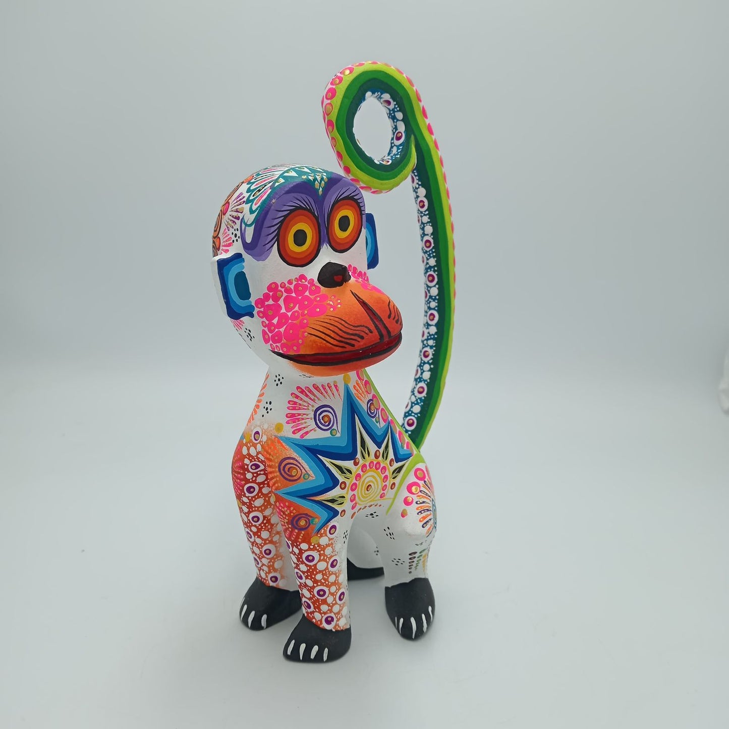 Oaxacan Wood Carving Mexican Folk Art Hand Made, Monkey By César Melchor Ojeda PP7596