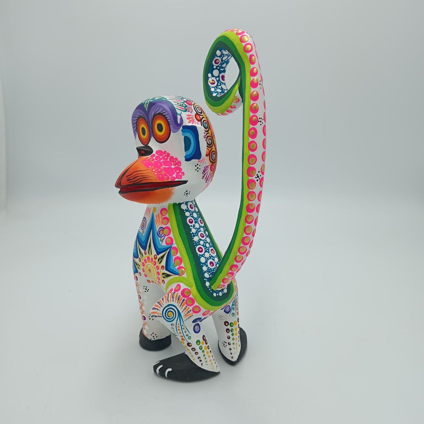 Oaxacan Wood Carving Mexican Folk Art Hand Made, Monkey By César Melchor Ojeda PP7596