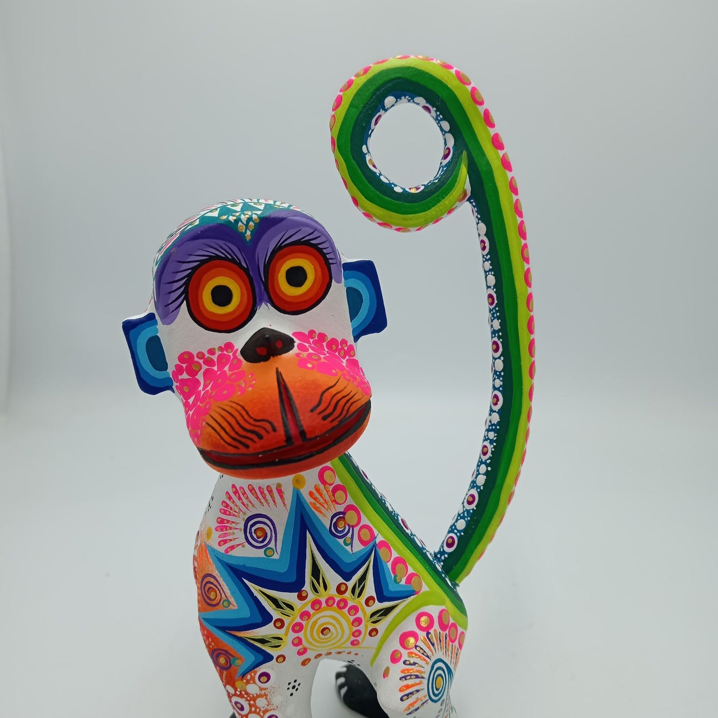 Oaxacan Wood Carving Mexican Folk Art Hand Made, Monkey By César Melchor Ojeda PP7596