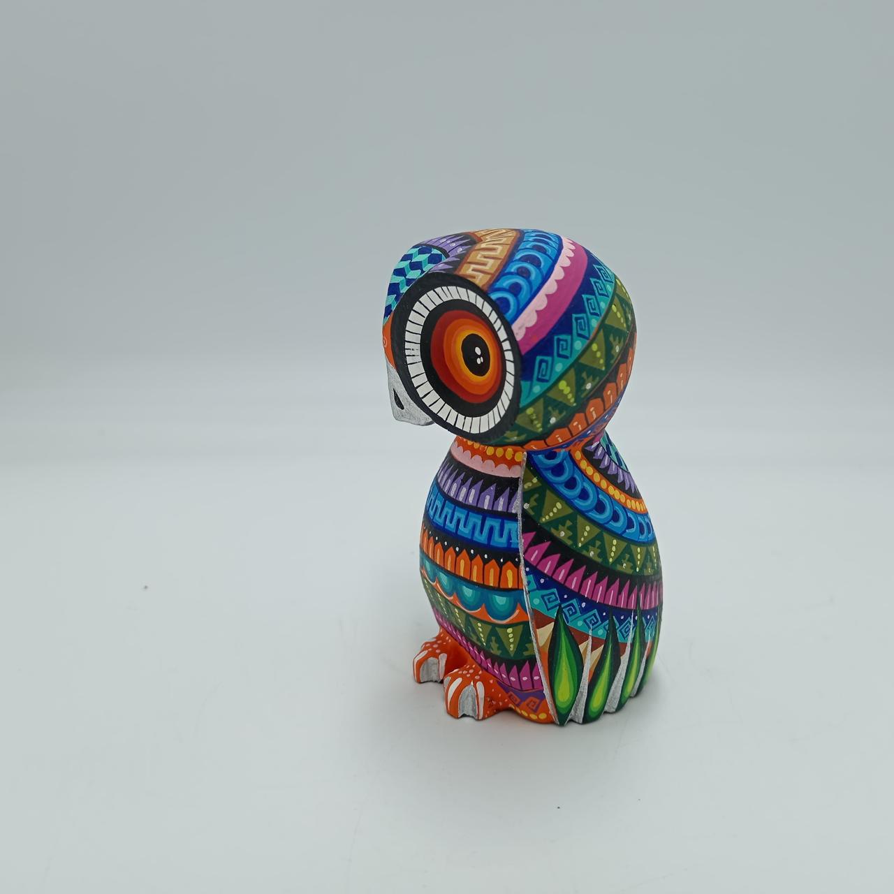 Mexican Oaxacan Wood Carving Owl By Julia Fuentes PP7621