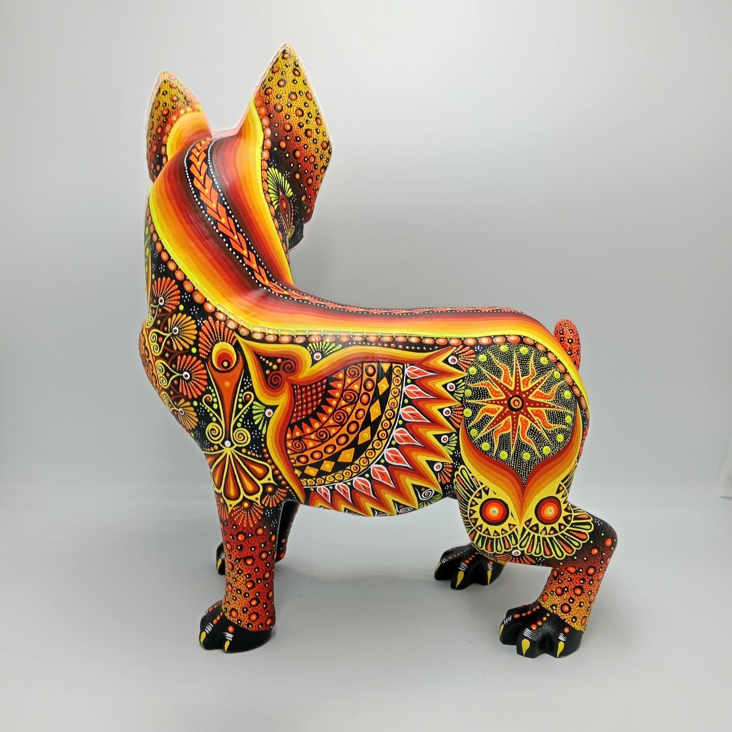 Mexican Folk Art Oaxacan Wood Carving Alebrije Hand Made, Dog By Luis Sosa PP7608