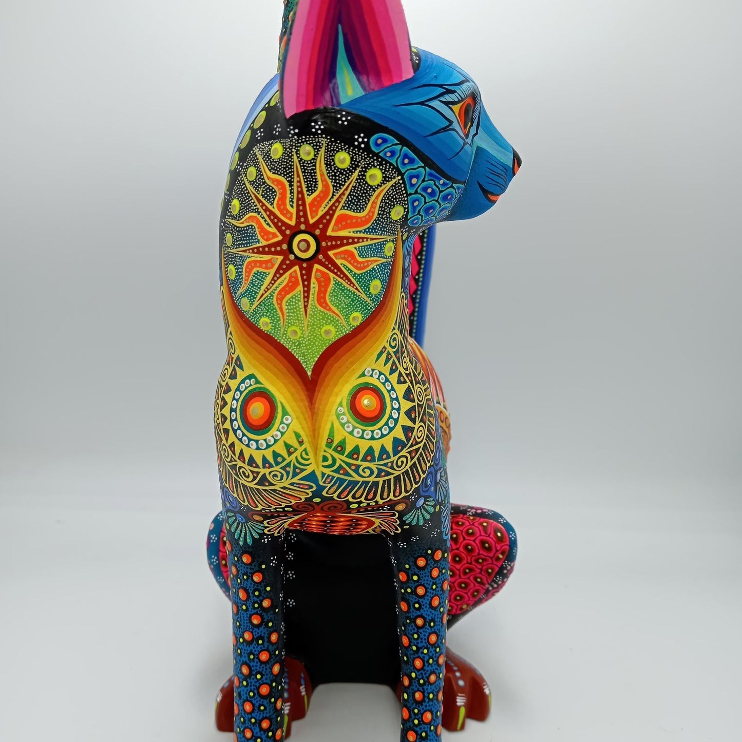 Mexican Folk Art Oaxacan Wood Carving Alebrije Hand Made, Cat By Luis Sosa PP7610