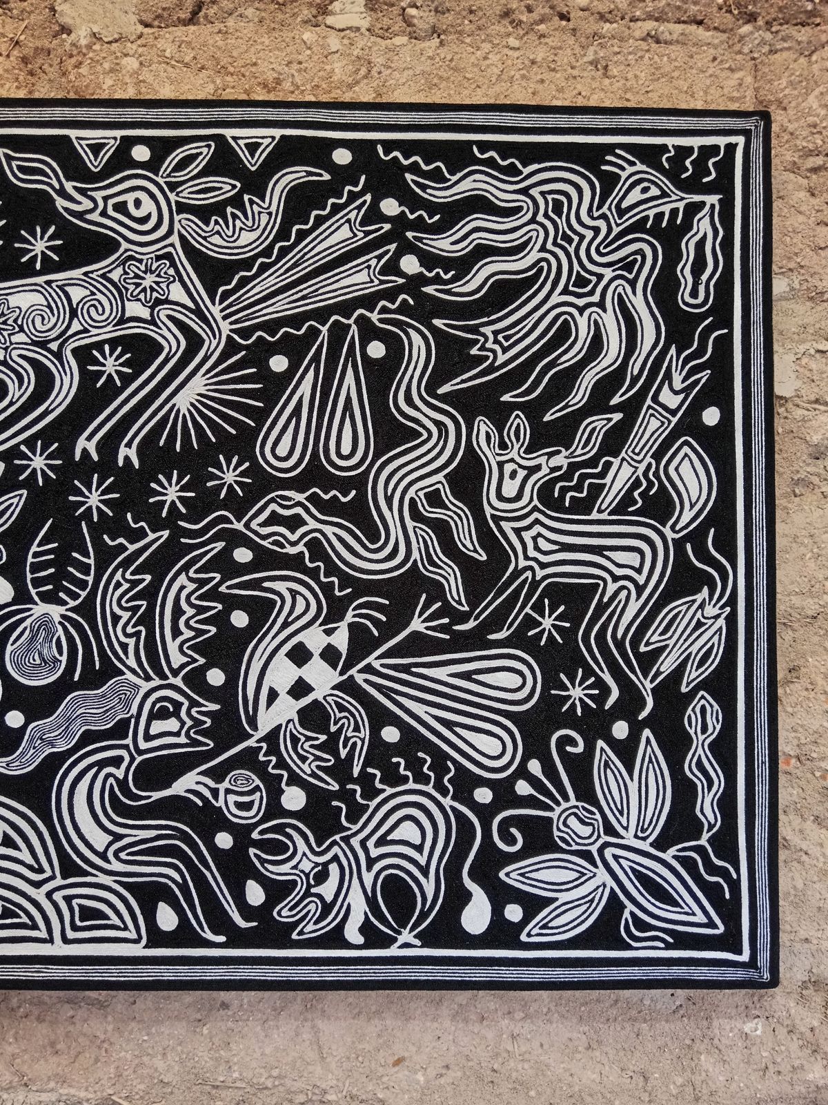 Huichol Yarn Painting Mexican Folk Art by Hilaria Chavez Carrillo PP7908