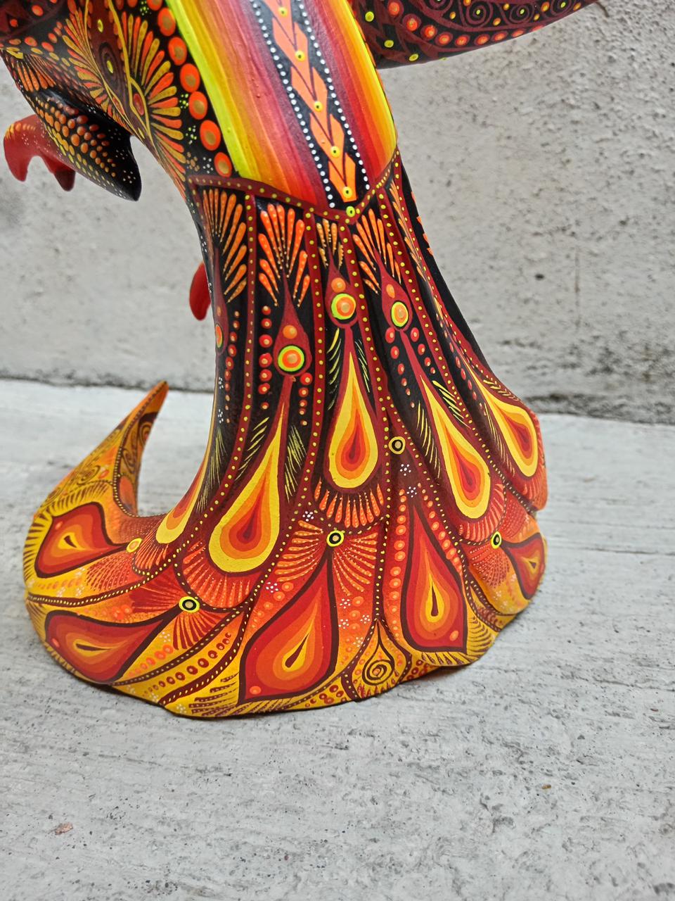 Mexican Folk Art Oaxacan Wood Carving Alebrije Hand Made, Phoenix By Luis Sosa PP8032