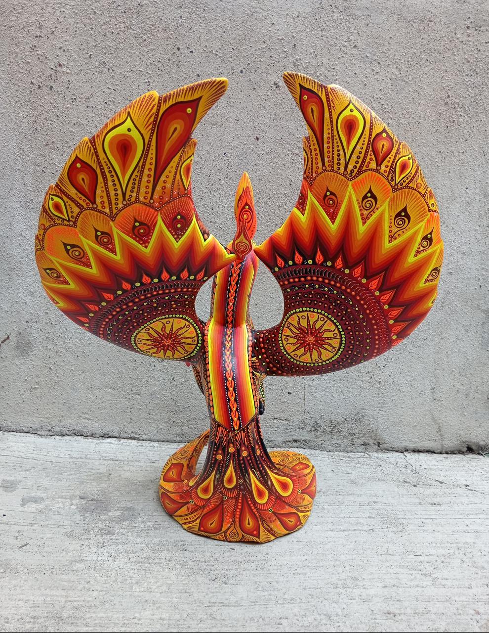 Mexican Folk Art Oaxacan Wood Carving Alebrije Hand Made, Phoenix By Luis Sosa PP8032