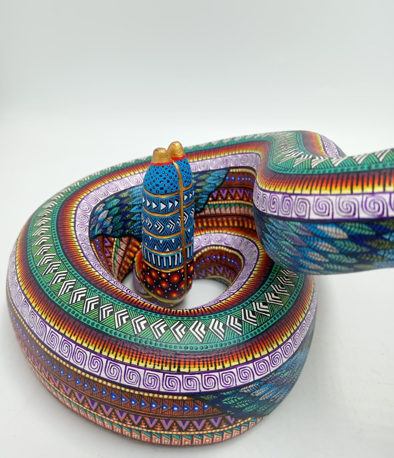Oaxacan Wood Carving Snake by Manuel Cruz Prudencio PP8053