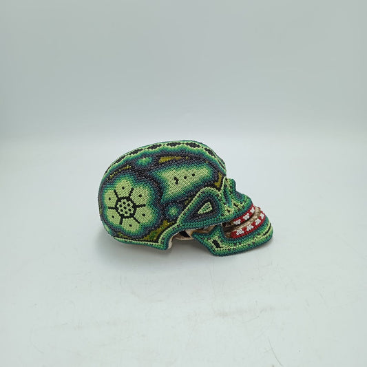 Huichol Hand Beaded Human Skull By Mayola Villa Lopez PP8115