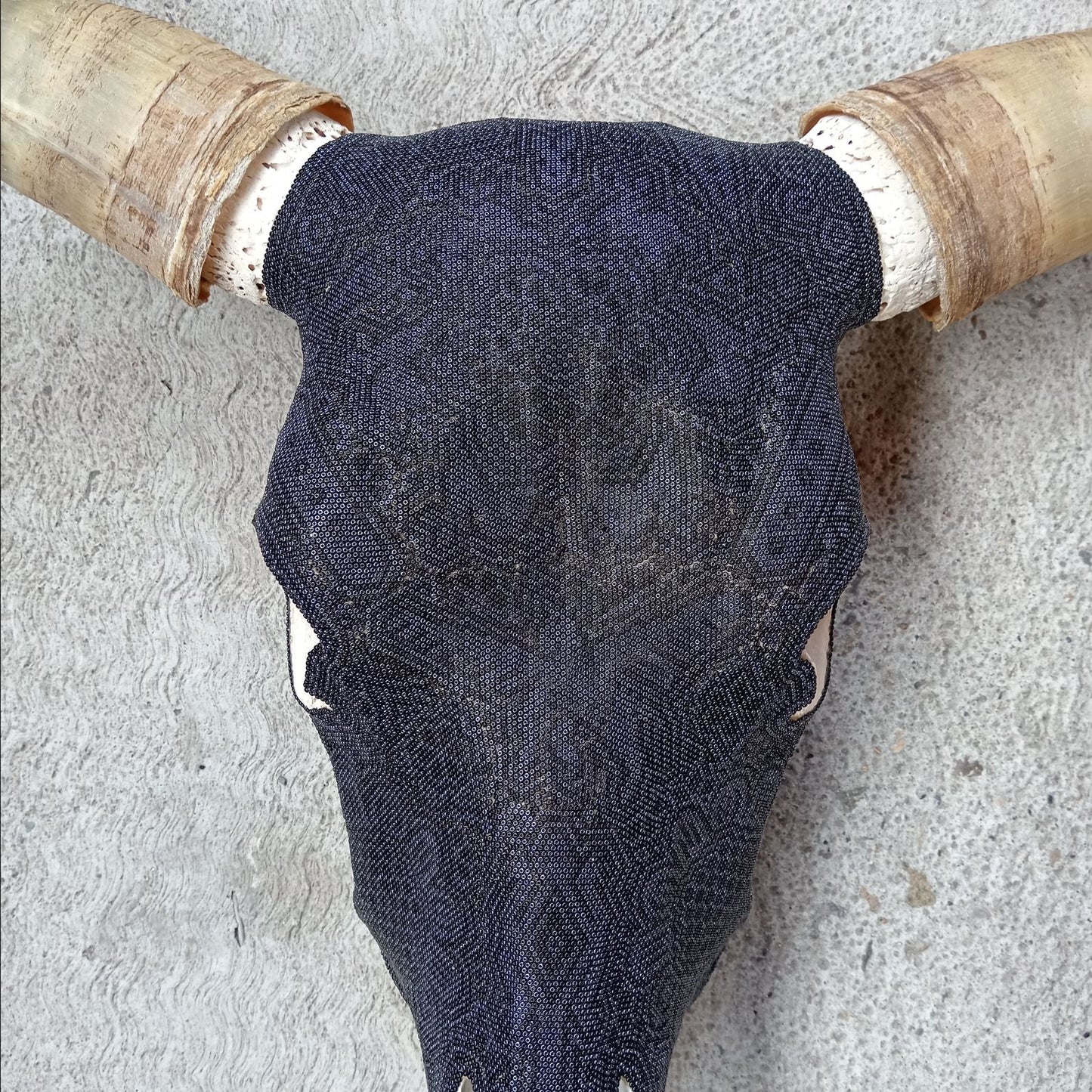 Mexican Folk Art Huichol Hand Beaded Bull Skull By Isandro Villa Lopez PP8174