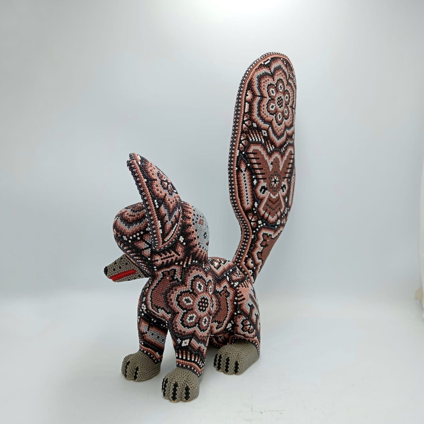 Mexican Huichol Hand Beaded Art, Fox By Isandro Villa Lopez PP8175