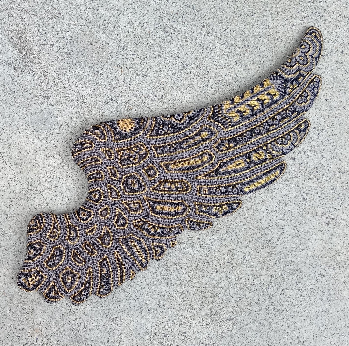Mexican Huichol Hand Beaded Art, Pair of Wings By Isandro Villa Lopez PP8180