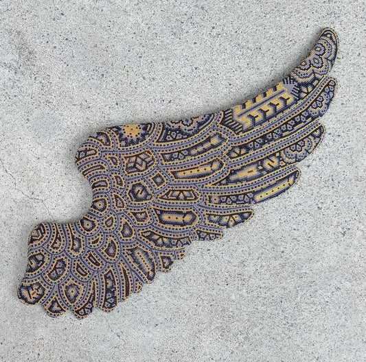 Mexican Huichol Hand Beaded Art, Pair of Wings By Isandro Villa Lopez PP8180