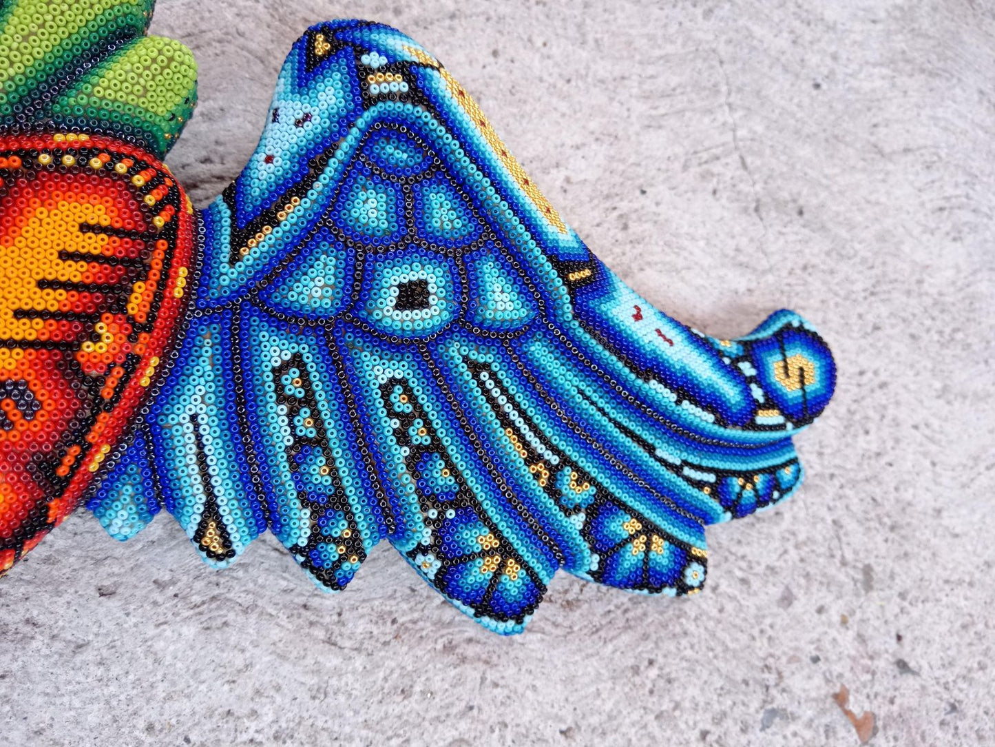 Mexican Huichol Hand Beaded Art, Heart with Wings By Isandro Villa Lopez PP8184