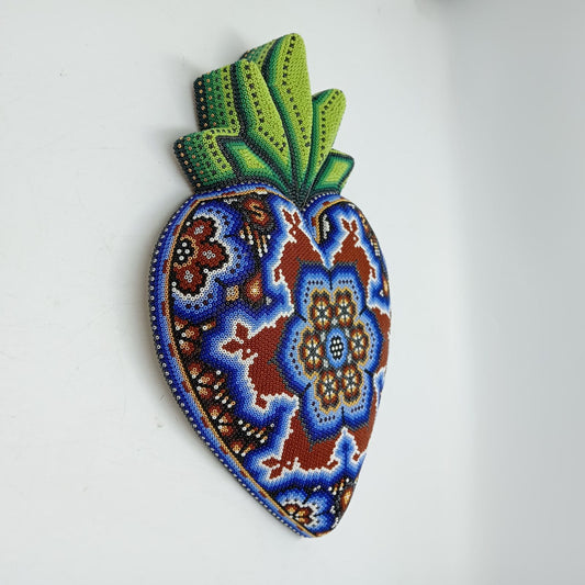 Mexican Huichol Hand Beaded Art, Heart By Isandro Villa Lopez PP8186
