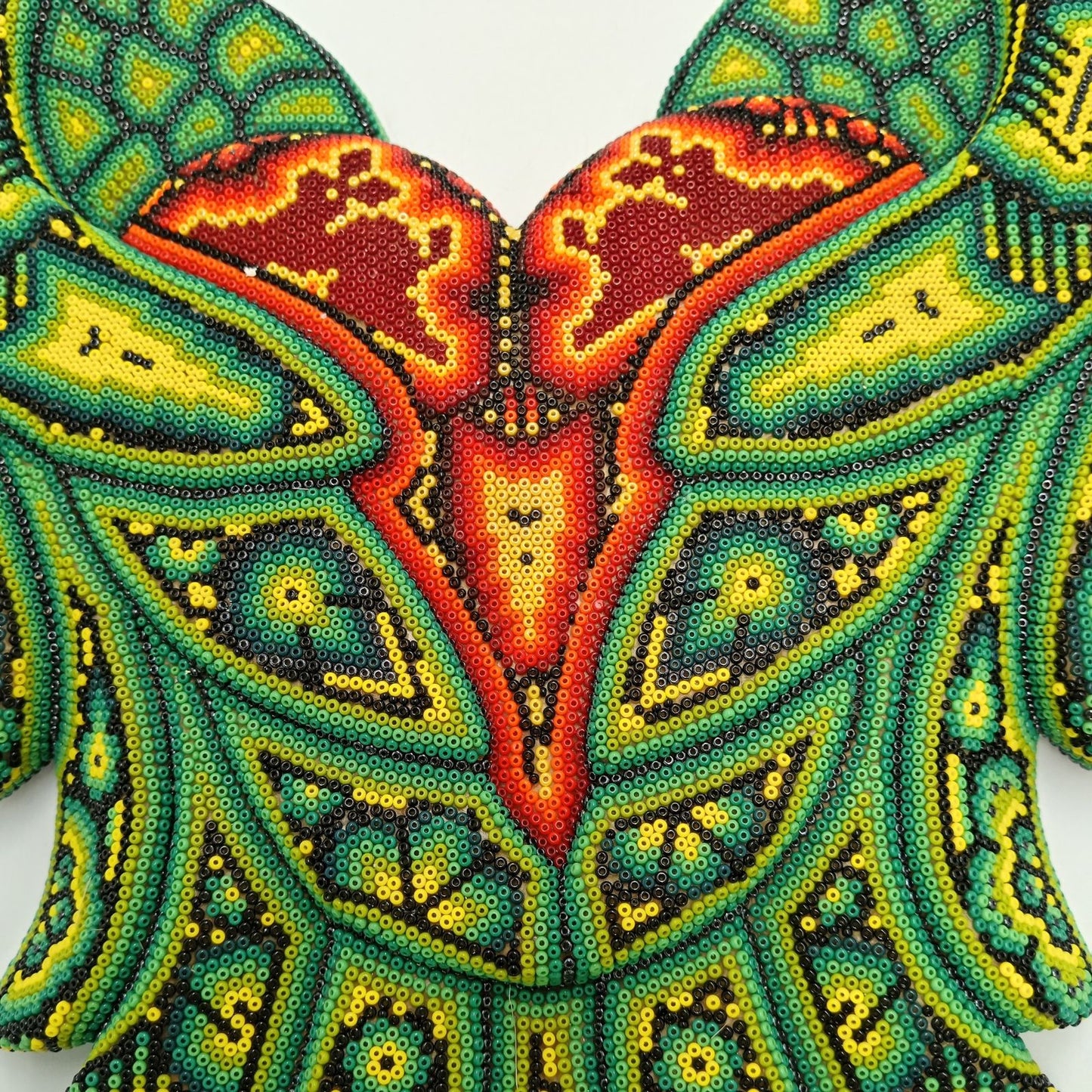 Mexican Huichol Hand Beaded Art, Heart with Wings By Isandro Villa Lopez PP8187