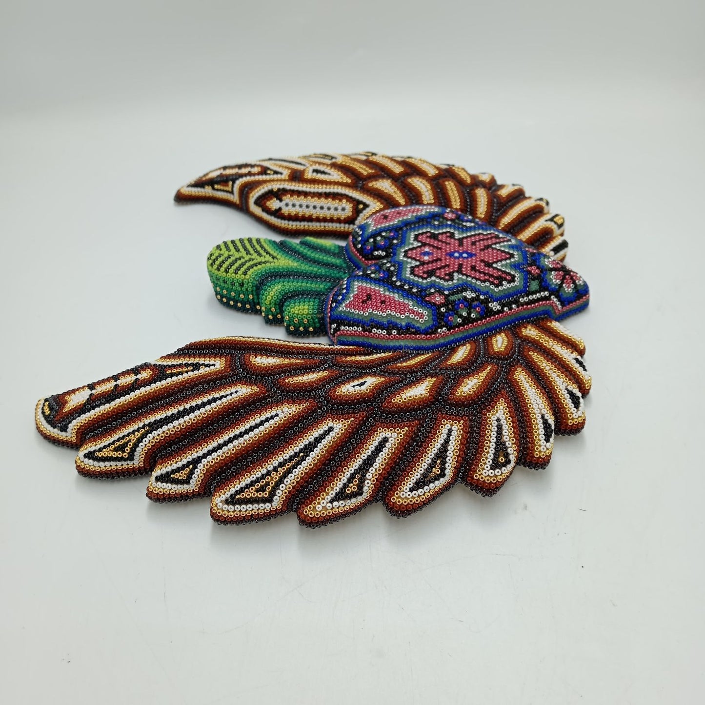 Mexican Huichol Hand Beaded Art, Heart with Wings By Isandro Villa Lopez PP8188