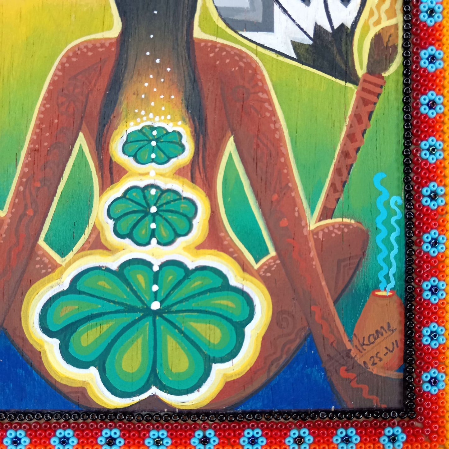 Huichol Mexican Folk Art Yarn Painting by Neikame PP8201