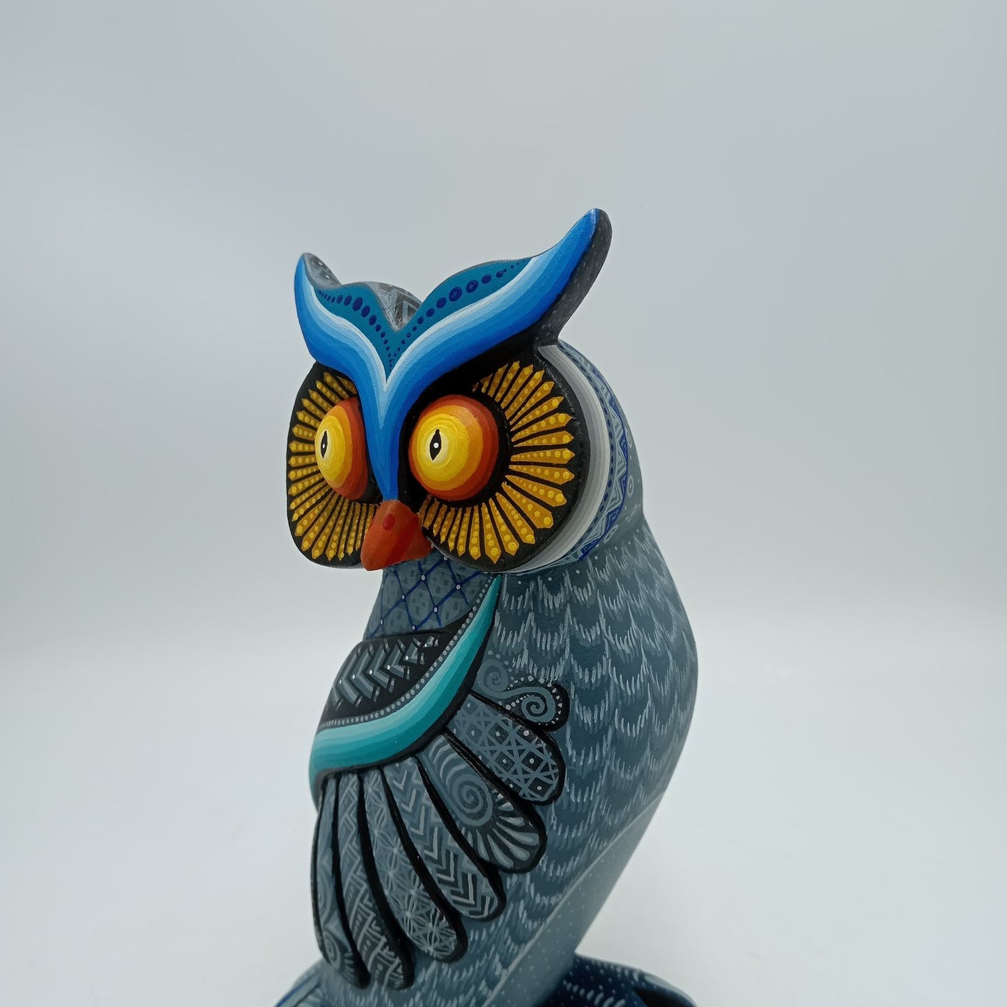 Mexican Oaxacan Wood Carving Owl By Julia Fuentes PP8218