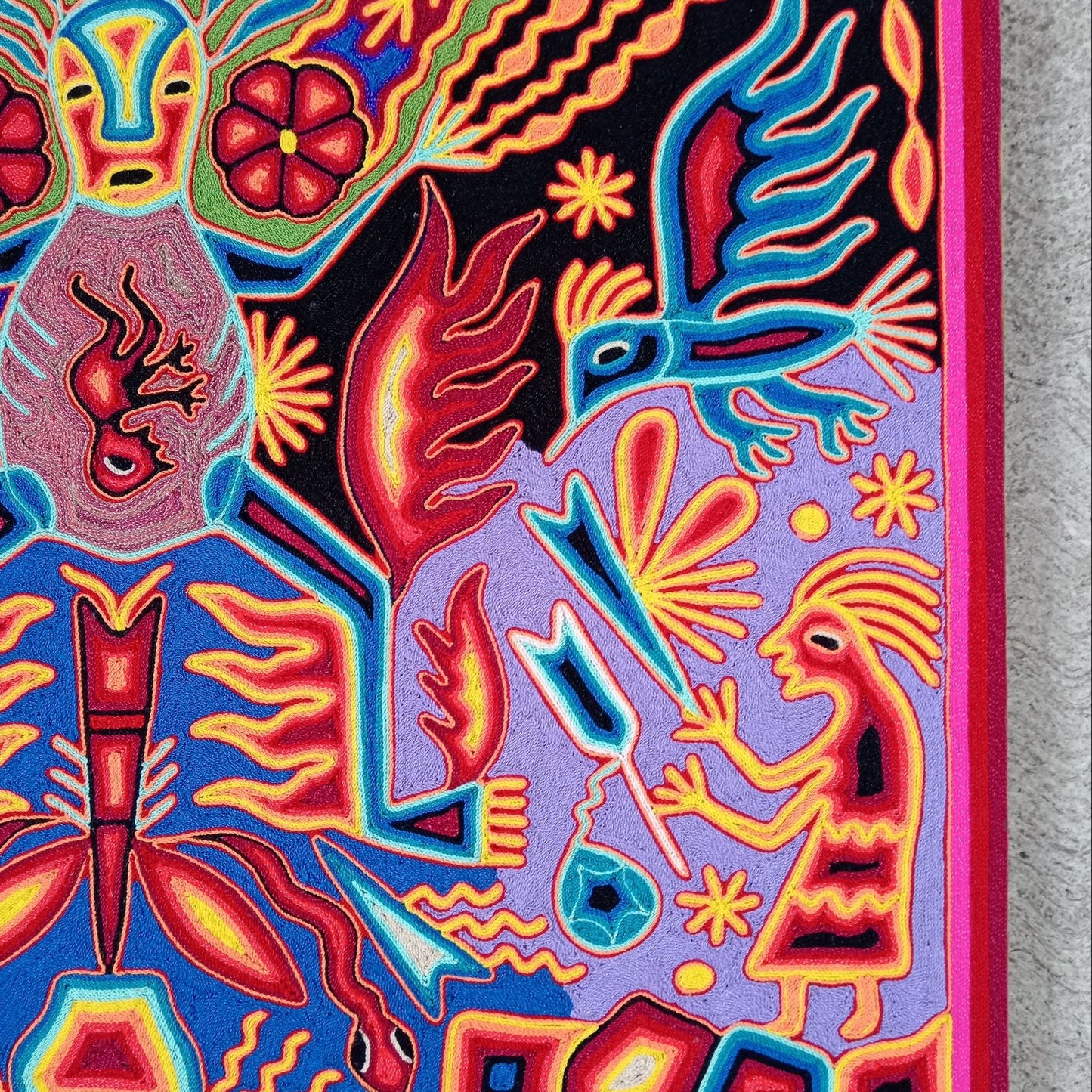 Huichol Yarn Painting Mexican Folk Art By Luciana Benitez PP8253