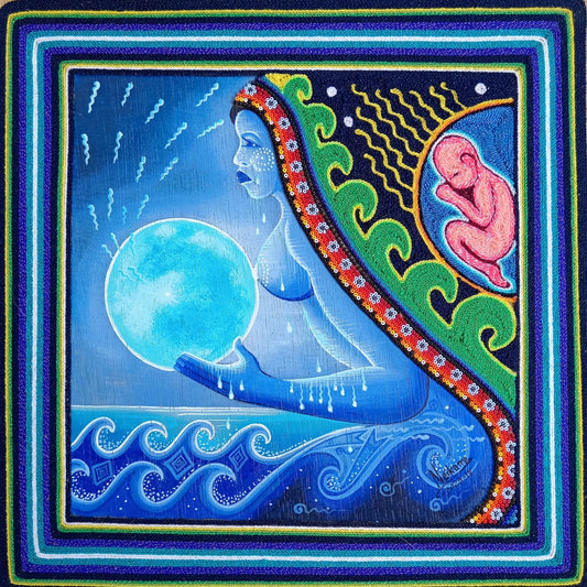 Huichol Mexican Folk Art Yarn Painting by Neikame PP8277