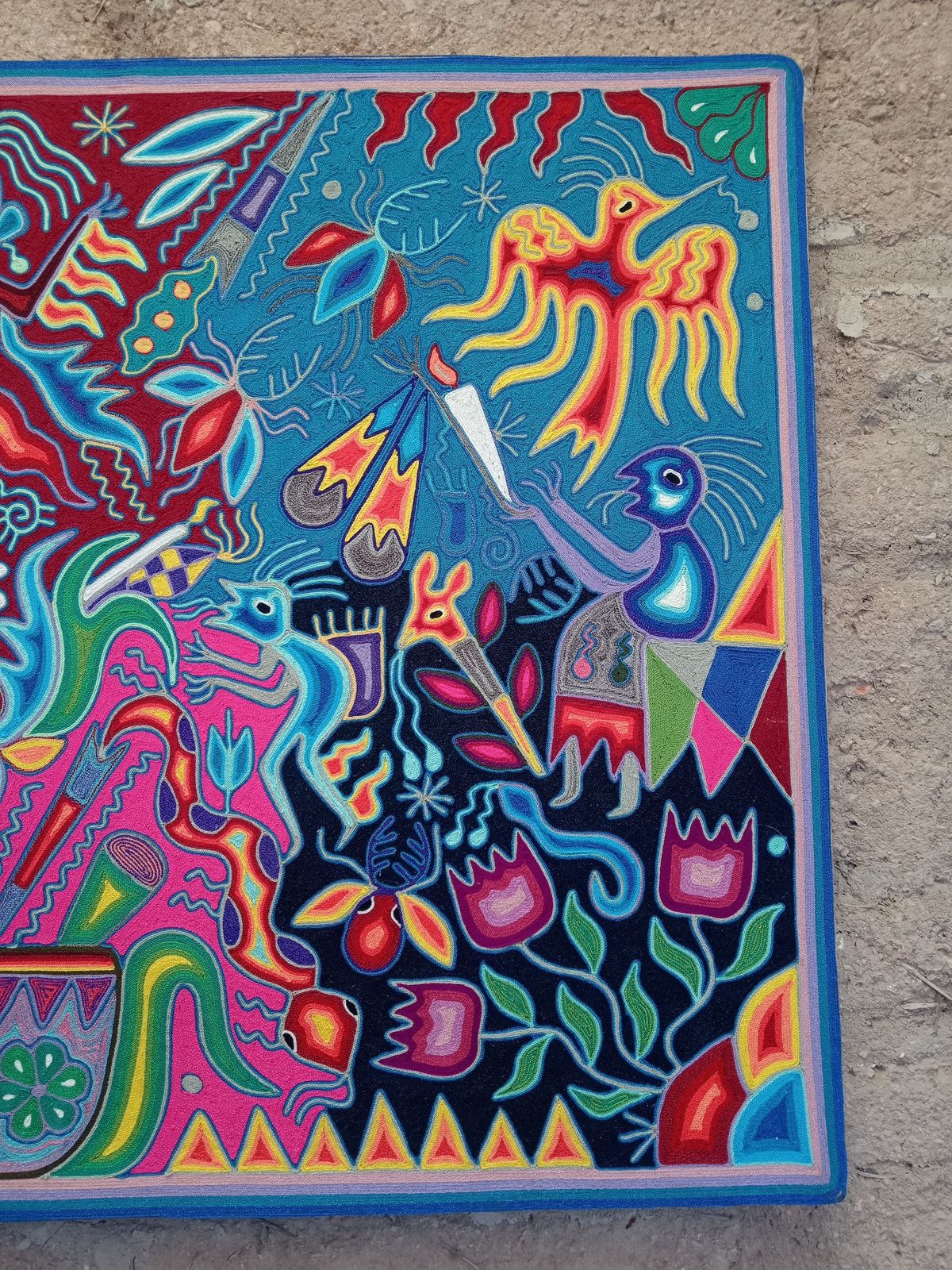 Mexican Folk Art Huichol Yarn Painting by Cooperativa Zitacua PP8299