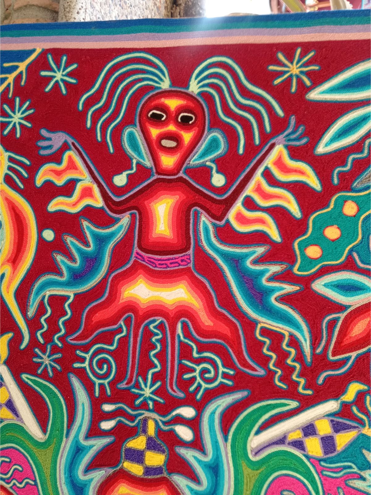 Mexican Folk Art Huichol Yarn Painting by Cooperativa Zitacua PP8299
