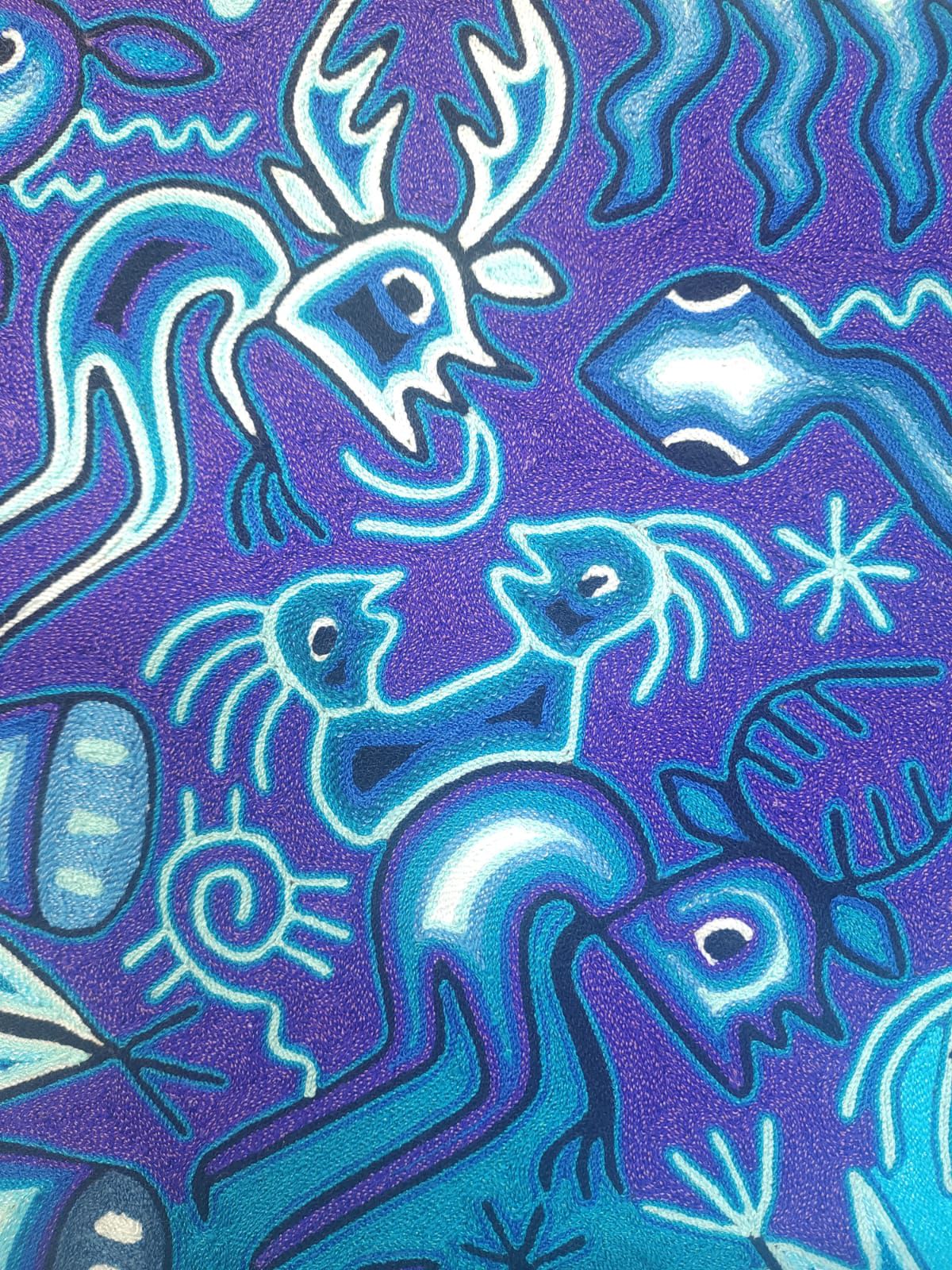Huichol Yarn Painting Mexican Folk Art by Hilaria Chavez Carrillo PP8301
