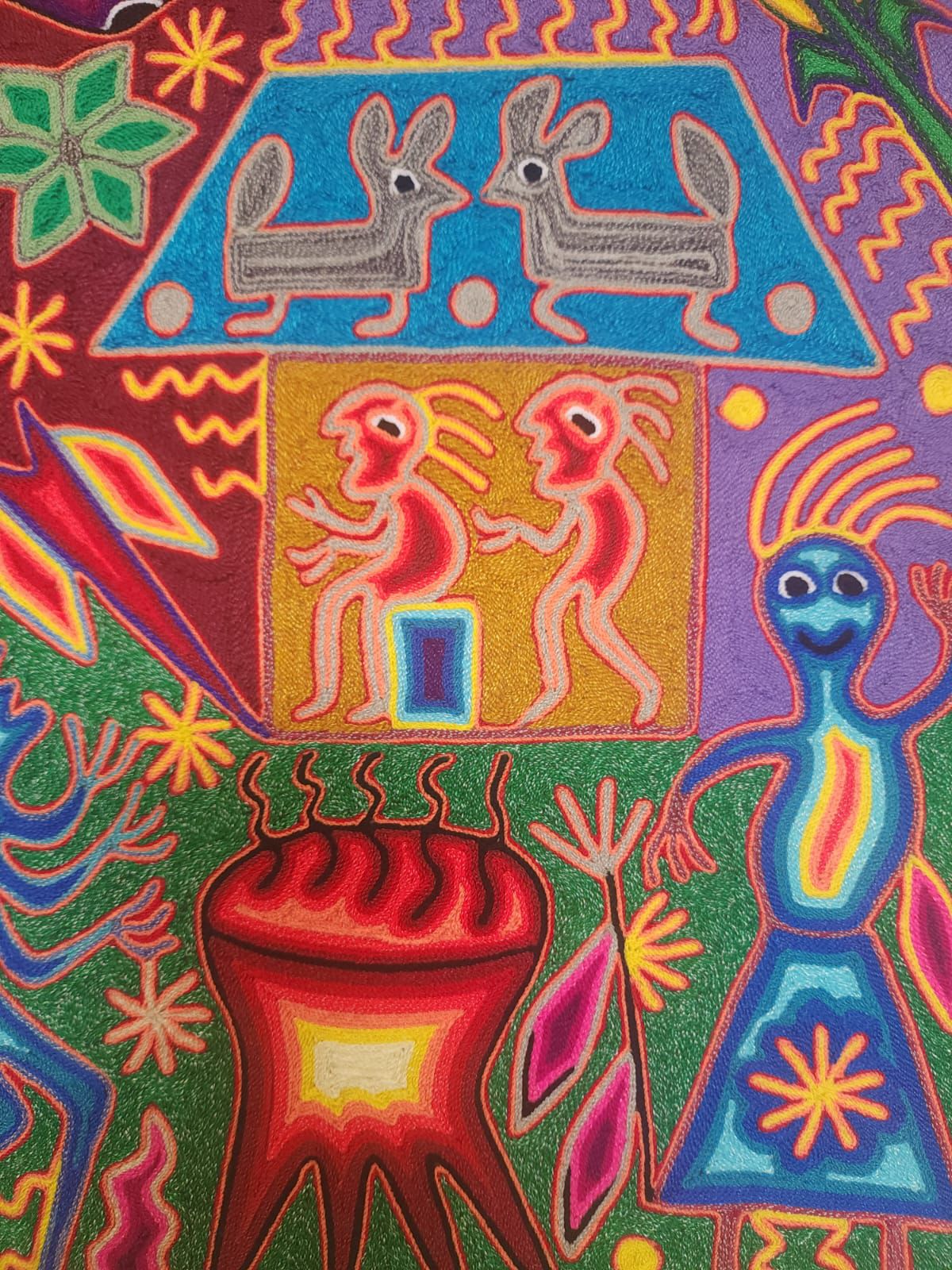 Huichol Yarn Painting Mexican Folk Art by Hilaria Chavez Carrillo PP8302