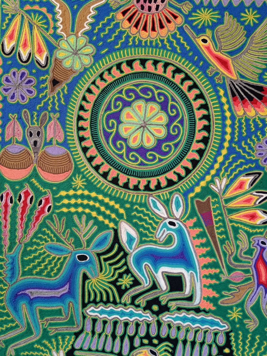 Mexican Folk Art Huichol Yarn Painting by Cooperativa Zitacua PP8315