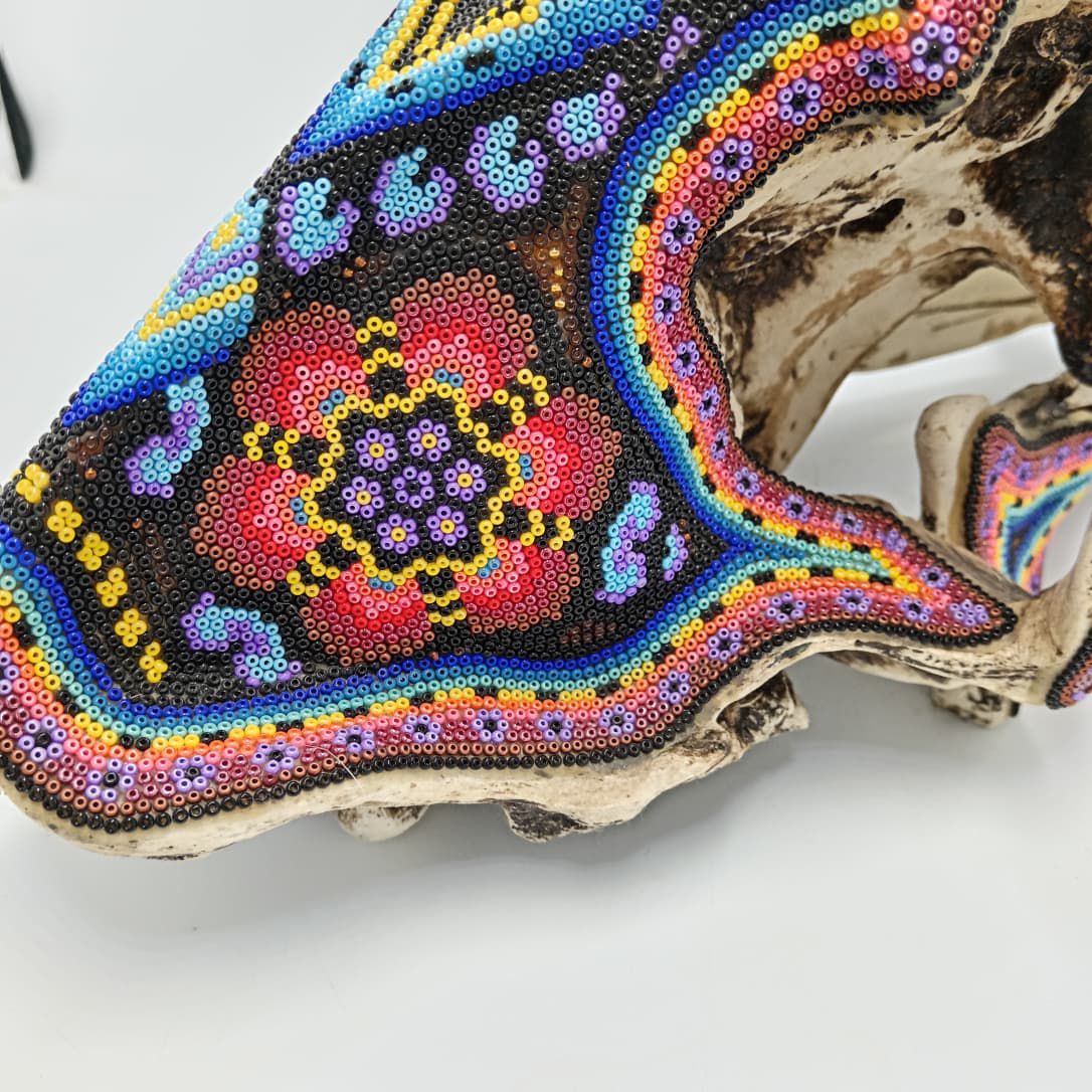 Huichol Hand Beaded Mexican Folk Art, Saber Teeth By Santos Bautista PP8316