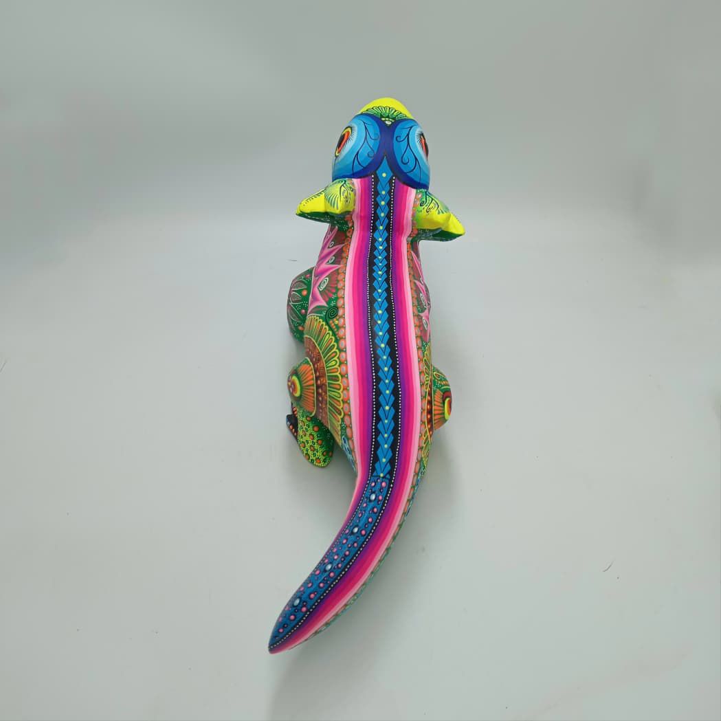 Mexican Folk Art Oaxacan Wood Carving Alebrije Hand Made, Axolotl By Luis Sosa PP8320