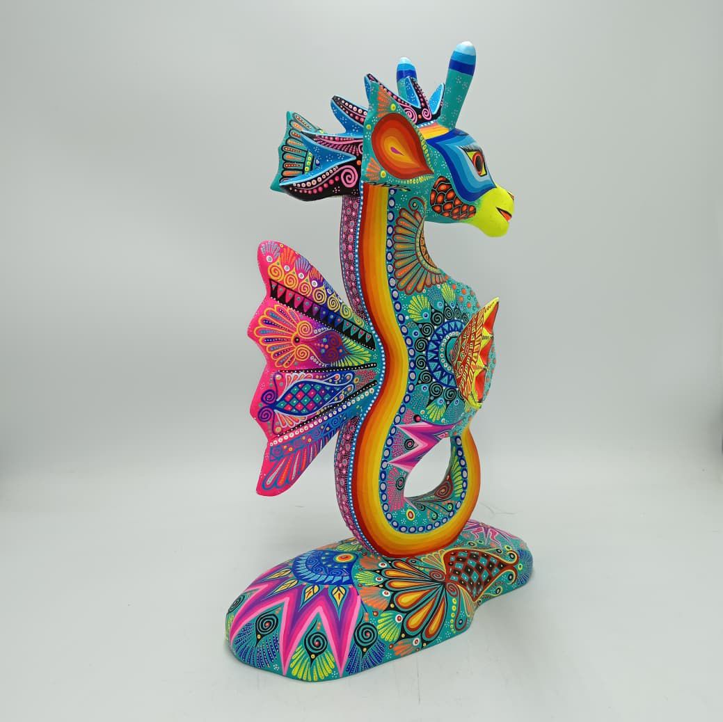 Mexican Folk Art Oaxacan Wood Carving Alebrije Hand Made, Sea Horse By Luis Sosa PP8325