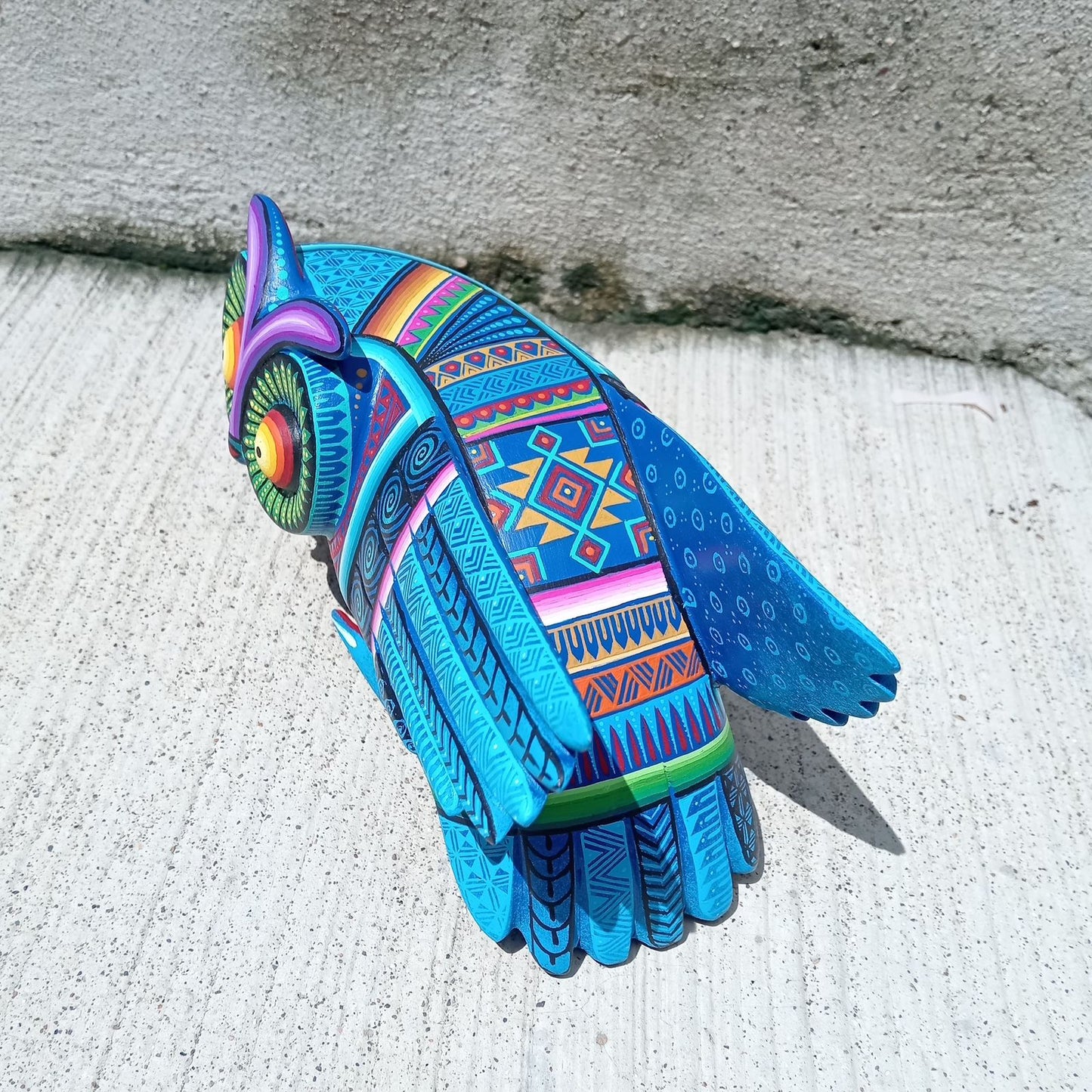 Mexican Oaxacan Wood Carving Owl By Julia Fuentes PP8330