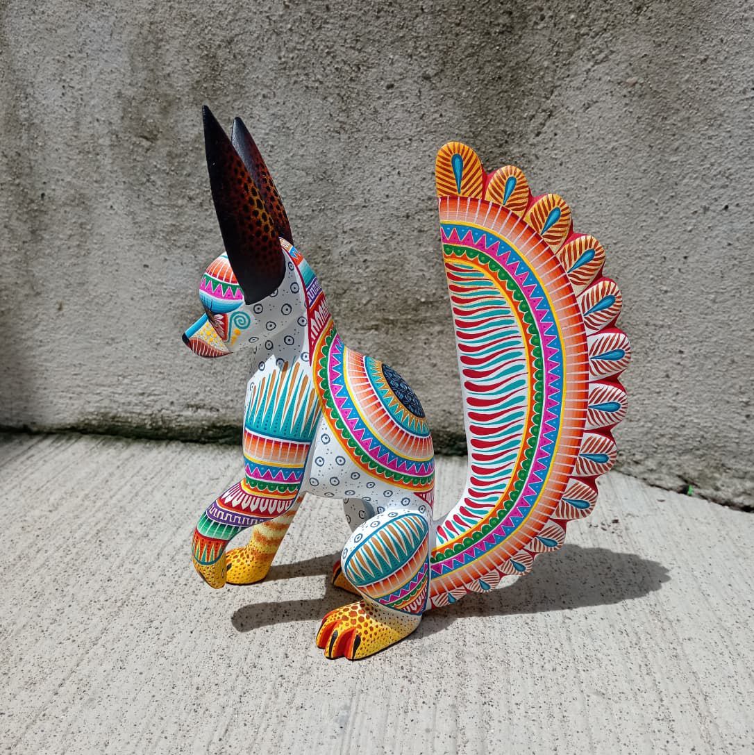 Mexican Oaxacan Wood Carving Fox By Julia Fuentes PP8332