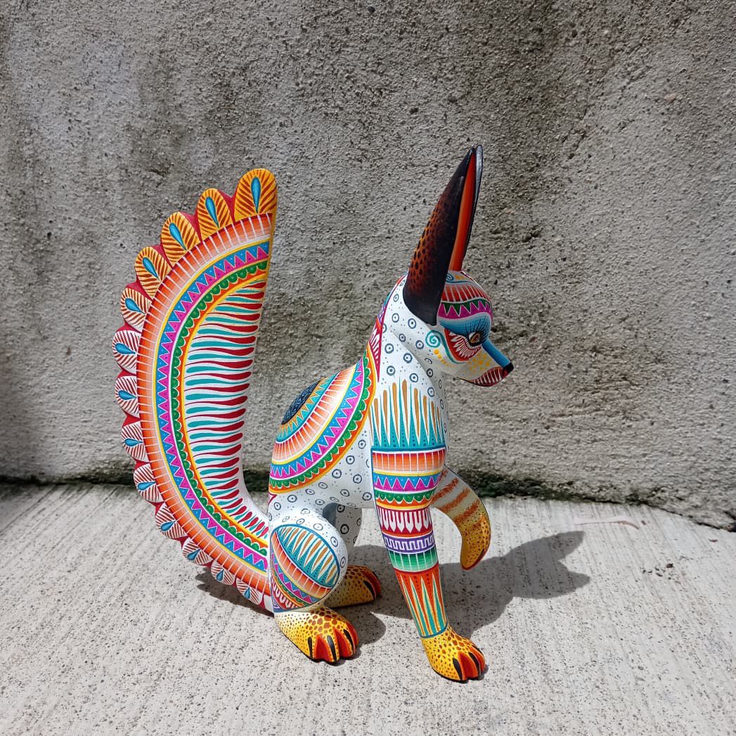 Mexican Oaxacan Wood Carving Fox By Julia Fuentes PP8332