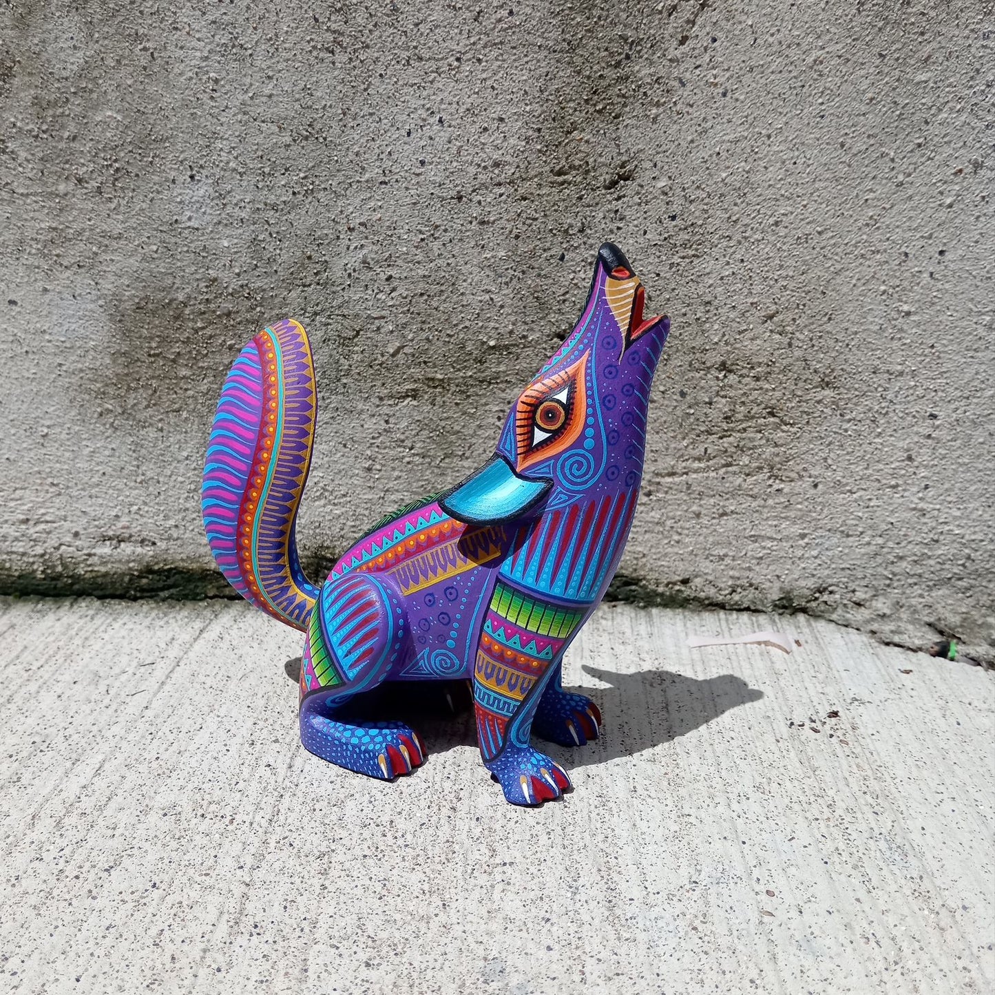Mexican Oaxacan Wood Carving Coyote By Julia Fuentes PP8333