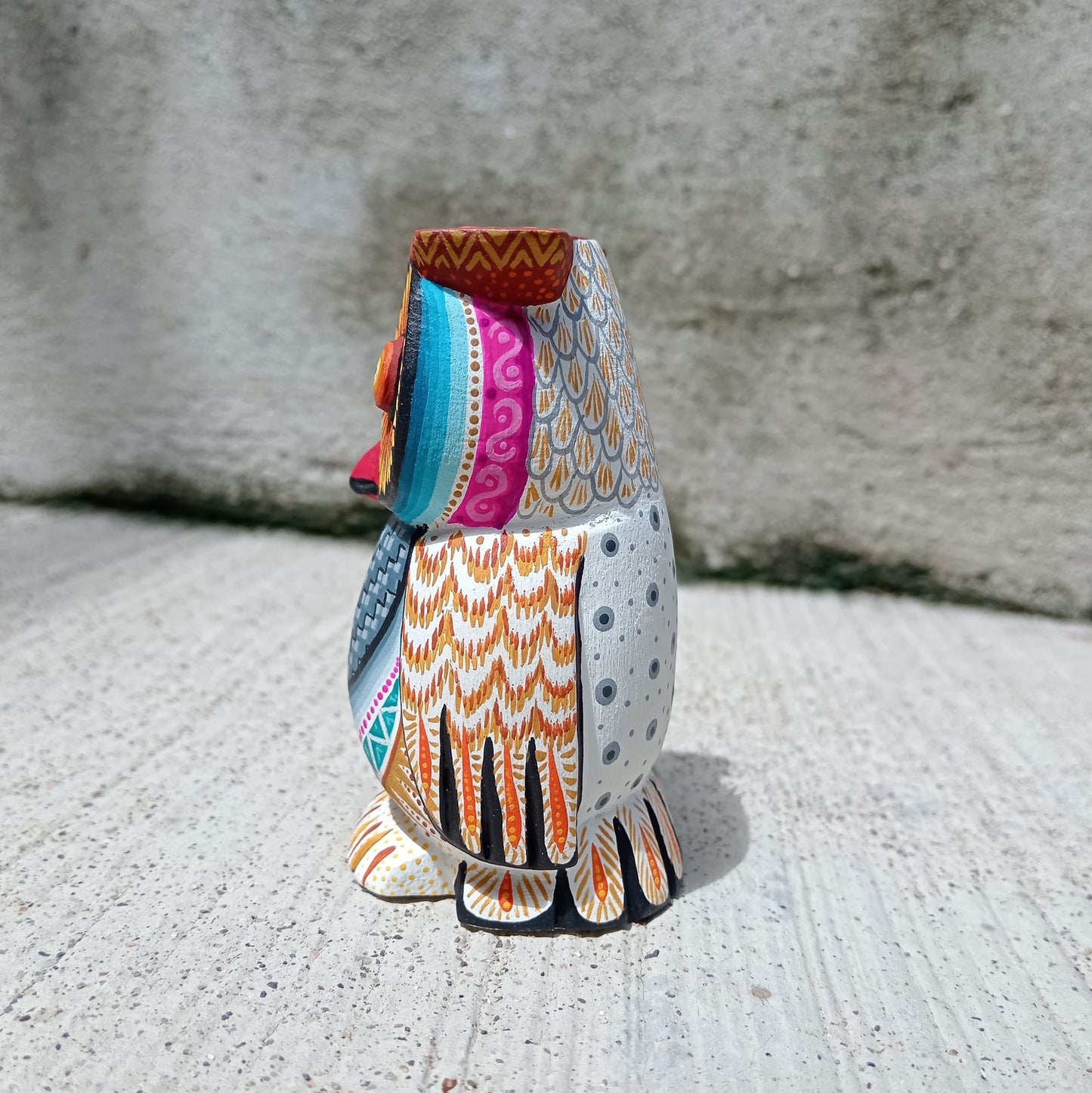 Mexican Oaxacan Wood Carving Owl By Julia Fuentes PP8335
