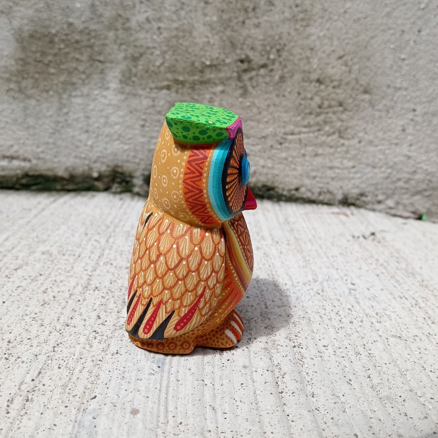 Mexican Oaxacan Wood Carving Owl By Julia Fuentes PP8336