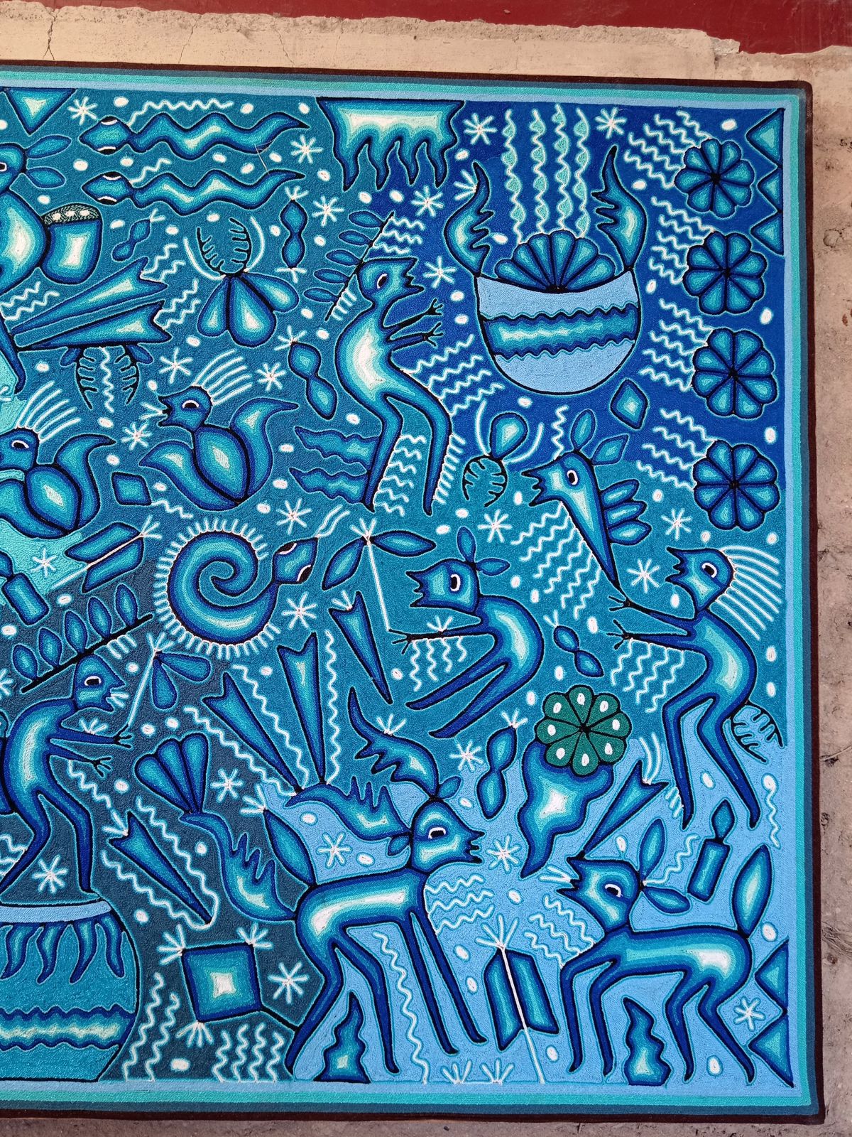 Mexican Folk Art Huichol Yarn Painting by Cooperativa Zitacua PP8338
