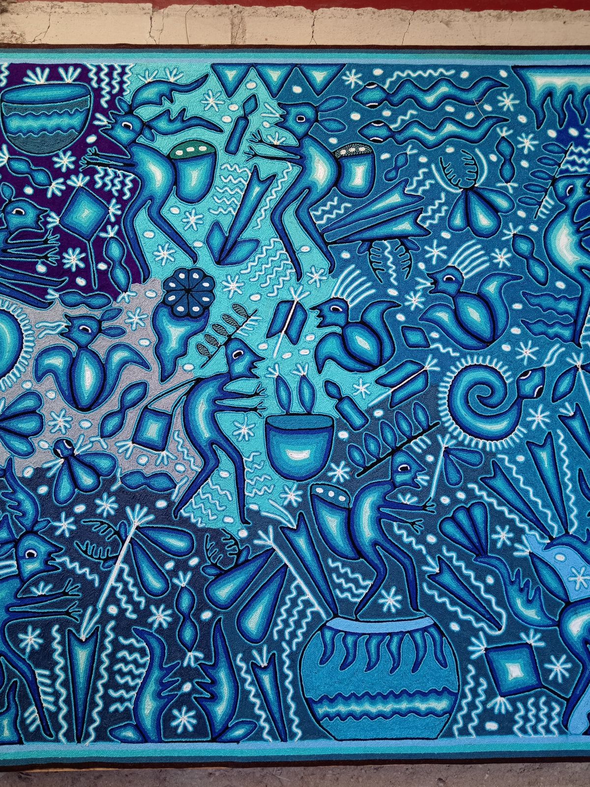 Mexican Folk Art Huichol Yarn Painting by Cooperativa Zitacua PP8338