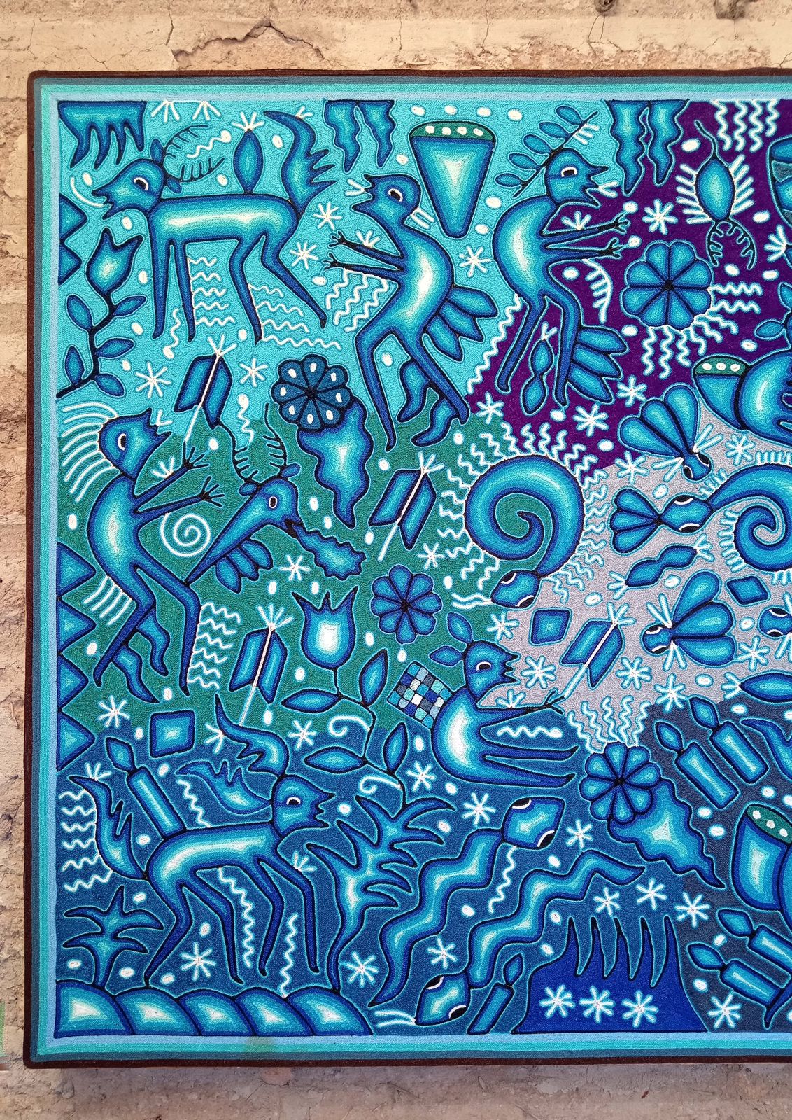 Mexican Folk Art Huichol Yarn Painting by Cooperativa Zitacua PP8338