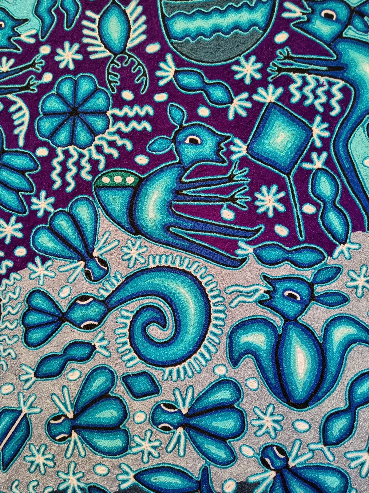 Mexican Folk Art Huichol Yarn Painting by Cooperativa Zitacua PP8338