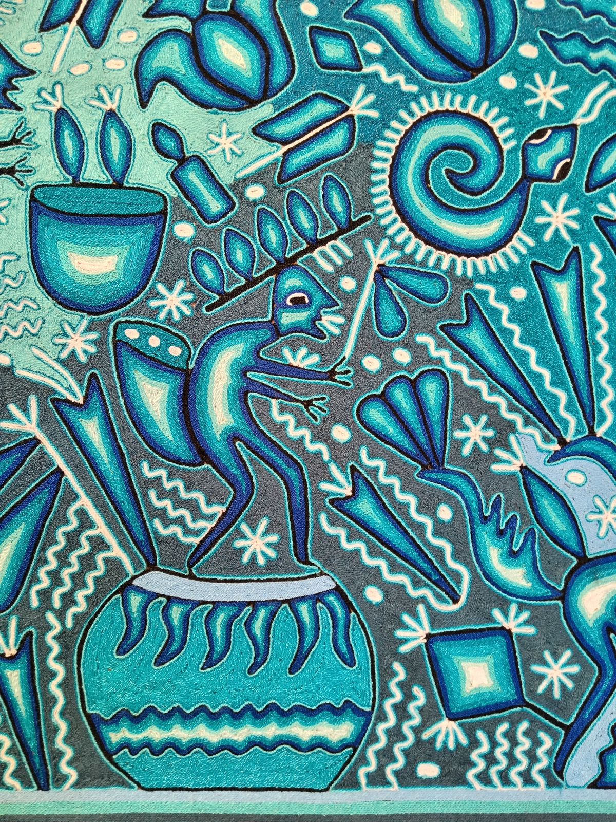 Mexican Folk Art Huichol Yarn Painting by Cooperativa Zitacua PP8338