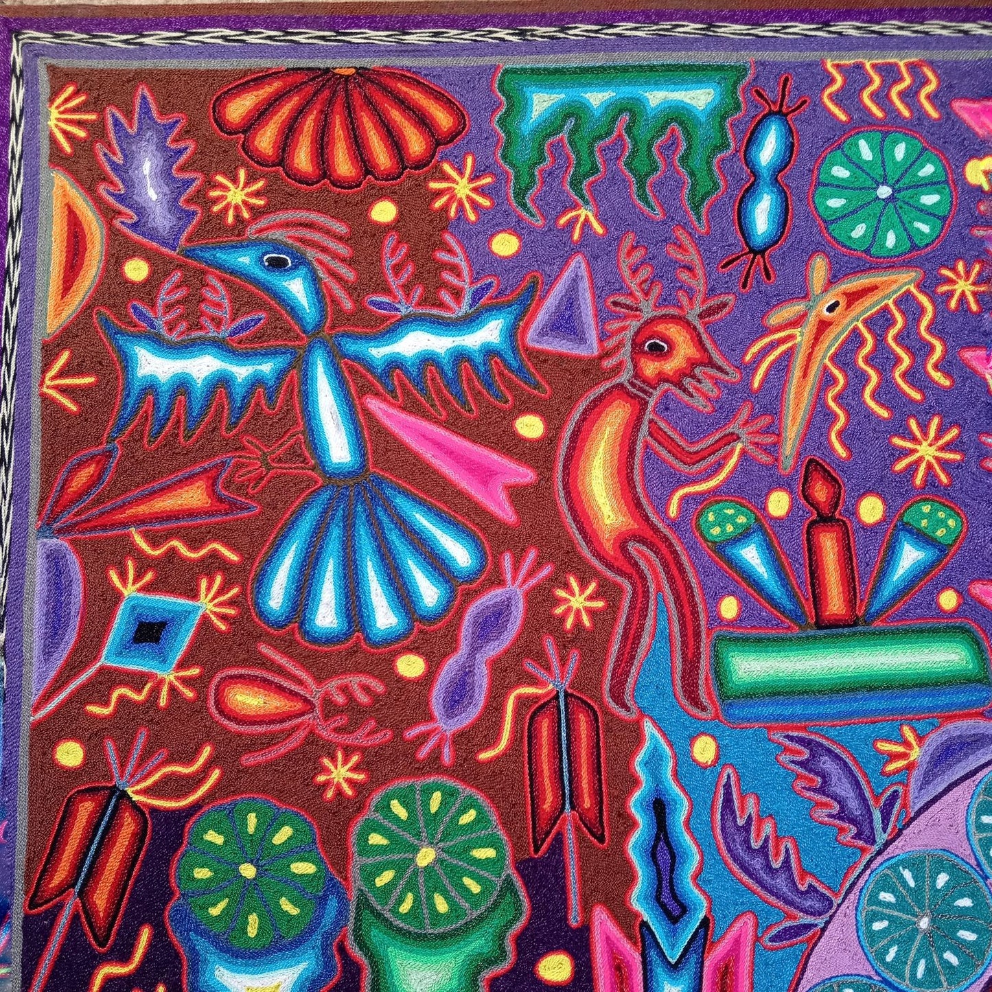 Mexican Folk Art Huichol Yarn Painting by Cooperativa Zitacua PP8339